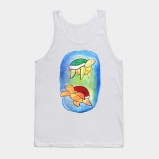 Swimming Watercolor Turtles Tank Top